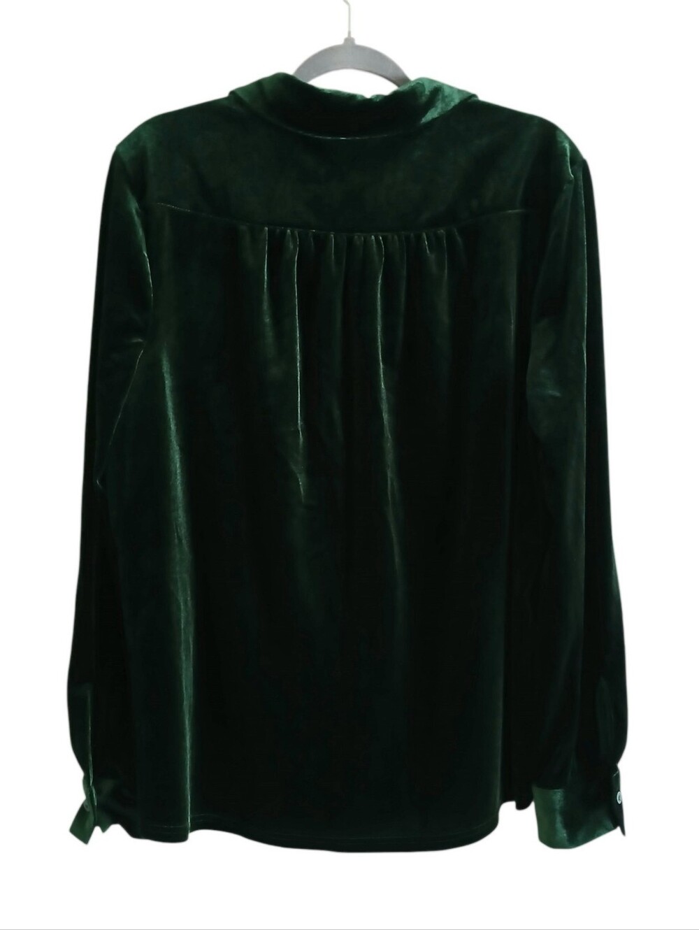 Modcloth Jewel Tone Velvet Button Up Top Women's XL Green Layering Party - Picture 2 of 9